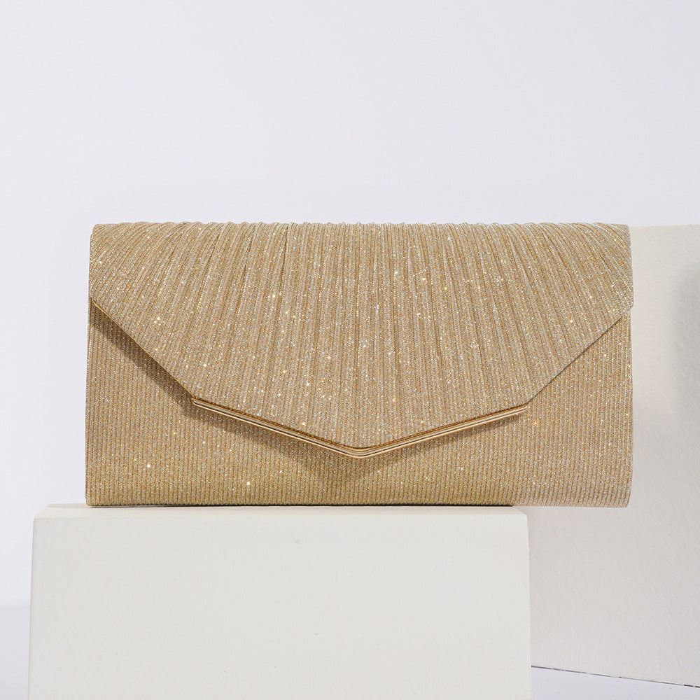 Vintage Evening Clutch Bag - Pleated Pillow Handbag for Women - Party Wedding Banquet Purse