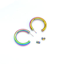 Load image into Gallery viewer, Gold Rainbow Color Hoop Earrings, Sku#A151