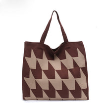 Load image into Gallery viewer, Knitted Women's Handbag – Patchwork Yarn Retro Tote Bag