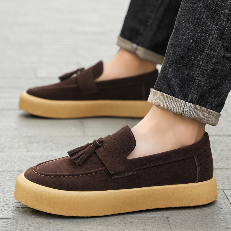 Men's British Style Derby Loafers – Suede Slip-On Casual Shoes