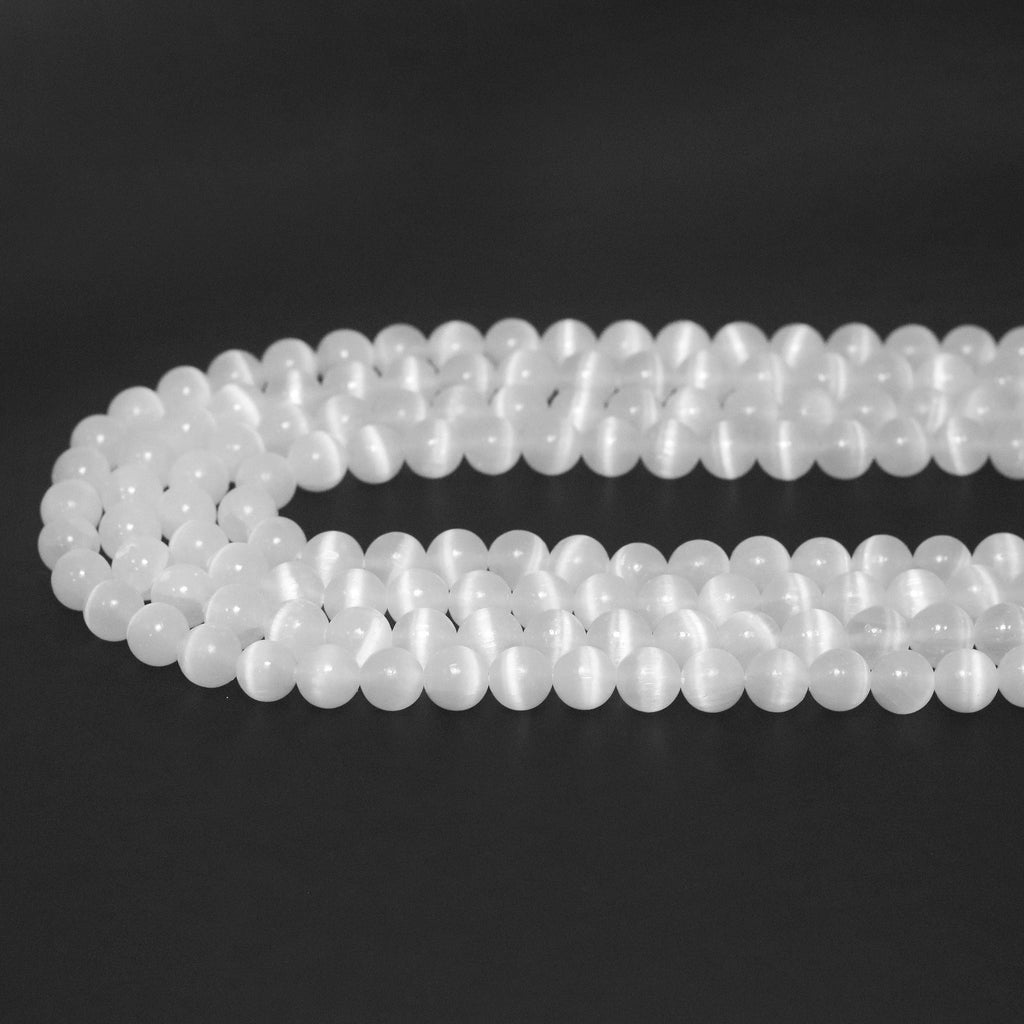 Genuine Selenite Round Smooth Beads, Sku#U1782