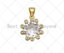 Load image into Gallery viewer, 18K Gold Large CZ Flower Shape Pendant, Flower Charm, Flower Pave Pendant, 14x16mm, Sku#LK50