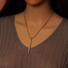 Load image into Gallery viewer, Gold Silver box Chain CZ Long Spike Bar Pendant  Necklace, Sku#A180