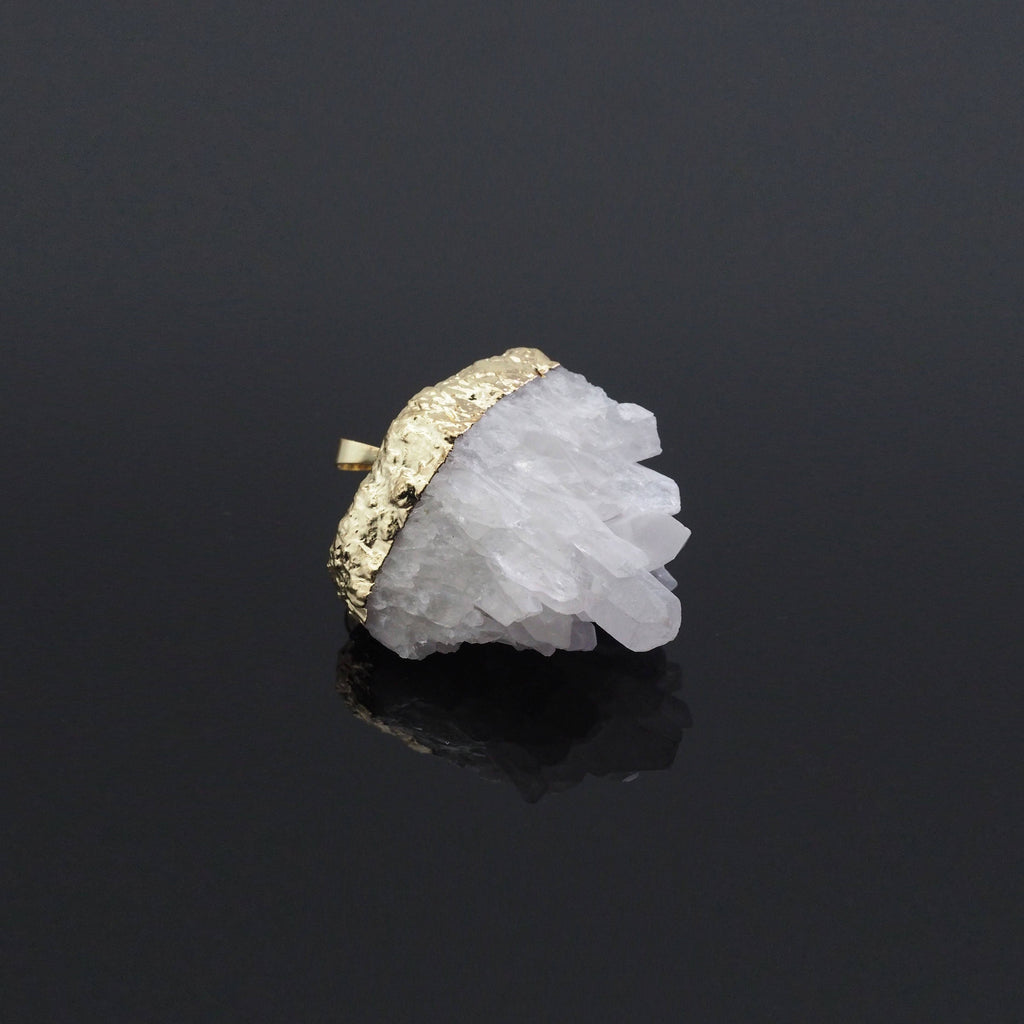 Gold Clear Quartz Pendant, sku#LY30