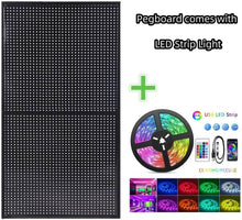 Load image into Gallery viewer, RGB Gaming Pegboard Wall Organizer with Metal Panels and Hooks, 12x24 Setup