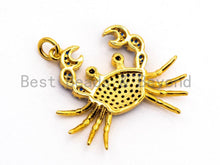Load image into Gallery viewer, CRAB Inspired Charm, CZ Micro Pave Fuchsia/Black/Turquoise/Cobalt/Blue Crab Pendant, Cubic Zirconia Pendant,Gold Plated,23x28x3mm,SKU#F449