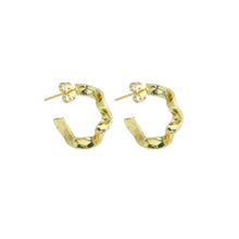 Load image into Gallery viewer, Hammered Gold Wiggle wave line  Earrings, Sku#A265