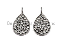 Load image into Gallery viewer, CZ Micro Pave Teardrop Pendant, Antique Silver Tone, Cubic Zirconia Pave Big Teardrop Charm Pendant, 36x55mm,sku#F1007