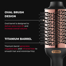 Load image into Gallery viewer, TYMO VOLUMIZER Hot Air Brush, Ionic Hair Blow Dryer &amp; Volumizer with Titanium Barrel for Volume &amp; Smooth Shine, Frizz-Free Styling, Black - Walmart.com