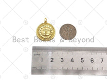 Load image into Gallery viewer, 18K Dainty GoldSun Face On Round Coin Shape Pendant/Charm,Gold Medallion Charm, Necklace Bracelet Charm Pendant,22x20mm, Sku#LK230