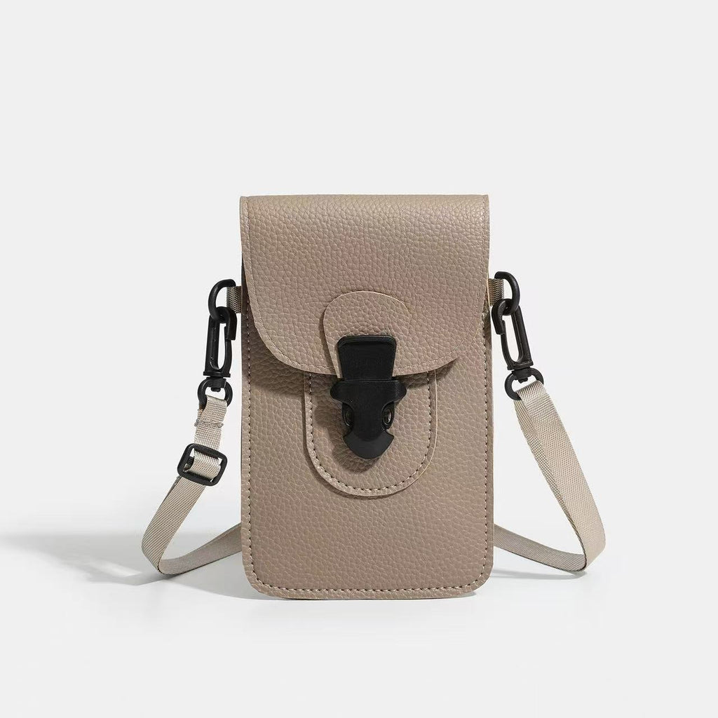 Minimalist Lock-Clasp Crossbody Mini Bag – PU Leather Unisex Shoulder Bag