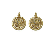 Load image into Gallery viewer, CZ Flower On Hollow Out Round Charm, Sku#F1488
