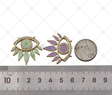 Load image into Gallery viewer, CZ Micro Pave Colorful Enamel Evil Eye Shape Pendant,18K Gold Filled Evil Eye Charm, Necklace Bracelet Charm Pendant, Sku#L641