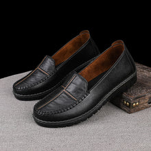 Load image into Gallery viewer, Women's Slip-On Leather Flats - Comfortable Round Toe Wedge Heel Casual Shoes