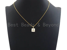 Load image into Gallery viewer, Enamel Colored Star on Square Pendant, CZ Micro Pave Oil Drop Square pendant, Enamel Jewelry,13x15mm,sku#F941