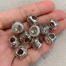 Load image into Gallery viewer, CZ Micro Pave Large Hole Spacer Beads,  Black/Red/Green/Purple/Cobalt Color Cubic Zirconia Spacer Beads,11*13mm, sku#G273