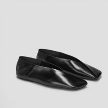Load image into Gallery viewer, Women's French-Style Genuine Leather Square-Toe Flat Shoes - Elegant Slip-On Dress Flats