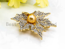 Load image into Gallery viewer, Vintage CZ Micro Pave Maple Leaf Brooch Pin, Sku#P35