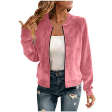 Load image into Gallery viewer, Round-neck Zip-up Deerskin-fleece Short Jacket Flight Suit