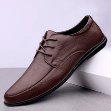 Load image into Gallery viewer, Men's Casual Leather Shoes – Lace-Up Round Toe Soft Sole Comfort Loafer | Black, Coffee, Tan