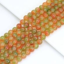 Load image into Gallery viewer, Orange Green Jade Round Smooth Beads, Sku#U2020