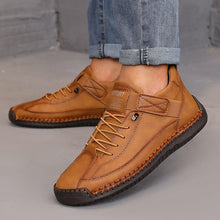 Load image into Gallery viewer, Hand-Stitched Leather Boots for Men &amp; Women - Casual Outdoor Lace-Up Boots with Rubber Sole