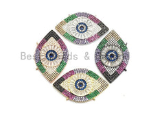 Load image into Gallery viewer, Rainbow Clear CZ Micro Pave Evil Eye Pendant, Cubic Zirconia Pendant,25x40mm, sku#F707