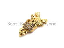 Load image into Gallery viewer, CZ Clear Micro Pave Skull Pendant, CZ Pave Pendant, Gold/Rose Gold/Silver/Gunmetal plated, 8x14mm, Sku#F818
