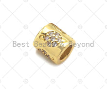 Load image into Gallery viewer, CZ Pave planet on Large hole tube spacer beads, sku#C120