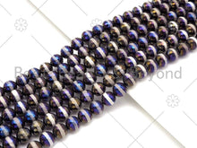 Load image into Gallery viewer, Mystic AB Black Tibetan Agate with Whtie Line Round Faceted Beads, 8mm/10mm/12mm Beads, 15.5'' Full Strand, Sku#UA223
