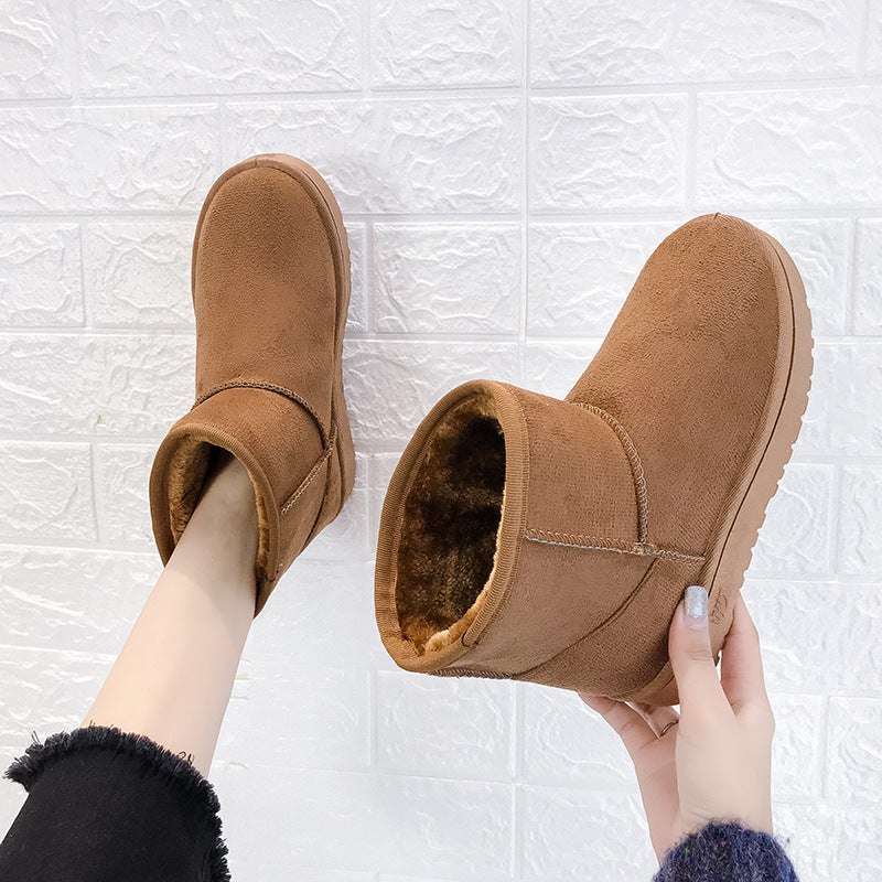 Women's Faux Fur Snow Boots | Suede Flat Heel Winter Ankle Boots