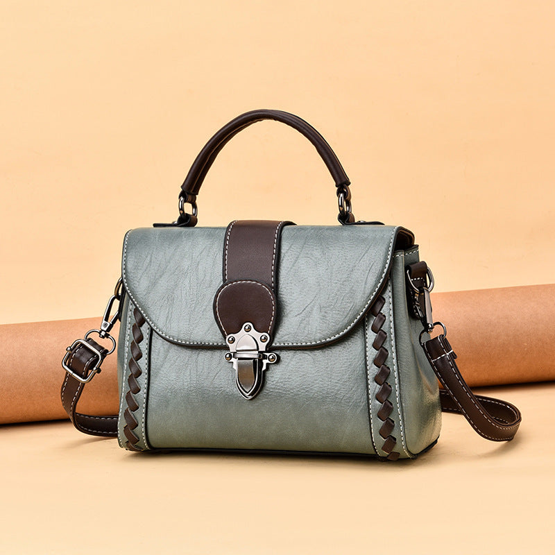 Korean-Style Color-Block Tote Bag & Crossbody Shoulder Bag | PU Leather | Multi-Color