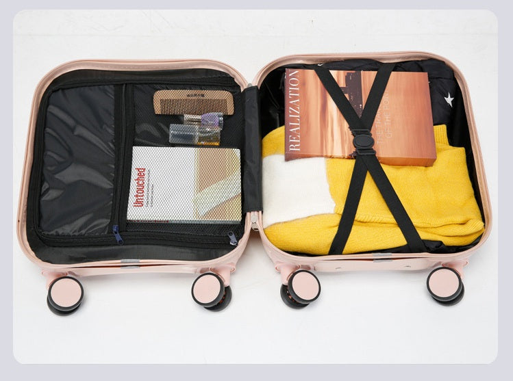 18 Inch Blue Carry-On Suitcase – Lightweight PVC Hardshell Travel Luggage with Password Lock & Universal Wheels
