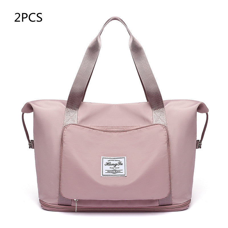 Foldable Travel Gym Bag for Women – Large Capacity Waterproof Duffel Bag with Wet Pocket & Luggage Strap