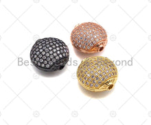 Load image into Gallery viewer, CZ Micro Pave Flat Oval Spacer Beads with Clear CZ for Bracelet/Necklace, Cubic Zirconia Spacer Beads, 15x14mm, Sku#C114