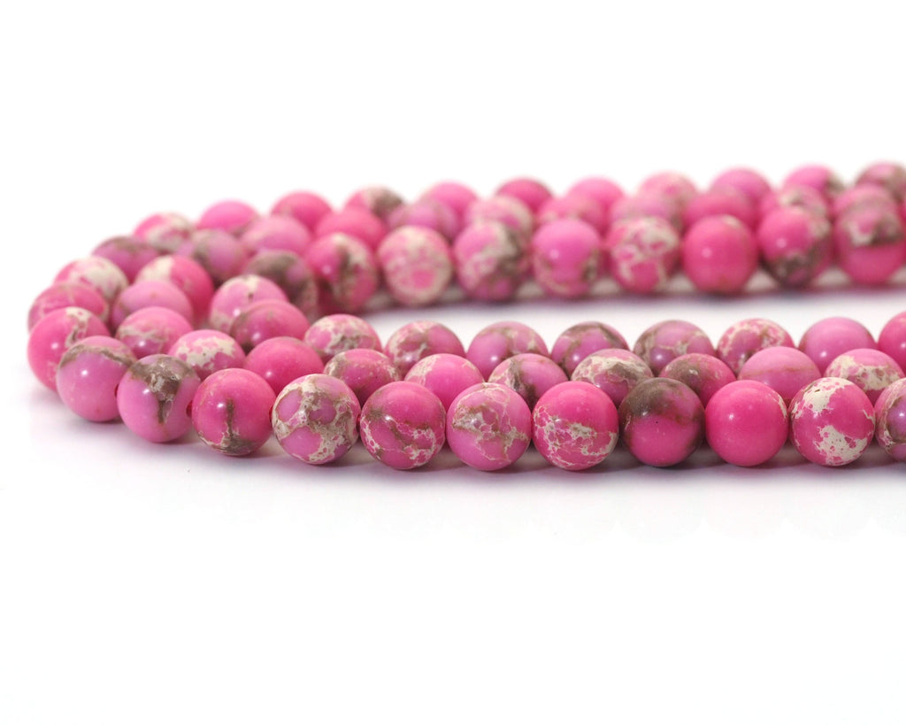 Pink Imperial Jasper Round Smooth Beads, 8mm/10mm/12mm, Sku#U1477