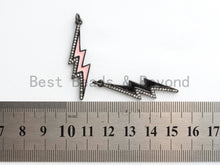 Load image into Gallery viewer, CZ Enamel Thunder Lightning Bolt Charm, Enamel CZ Pave lightning Sign Pendant, Pave Lightning Bolt Charm,  11x39mm, sku#F604