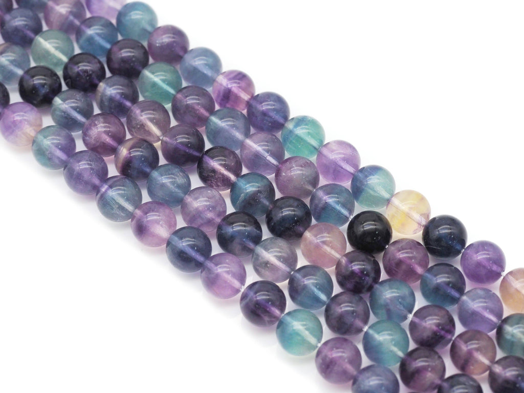 Genuine High Quality Purple Green Fluorite Round Smooth Beads, Sku#U1378
