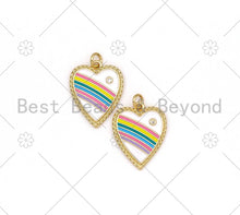 Load image into Gallery viewer, Enamel Rainbow On Heart Shape Pendant, 18K Gold Filled Heart Charm,Necklace Bracelet Charm Pendant,mm,Sku#LD150