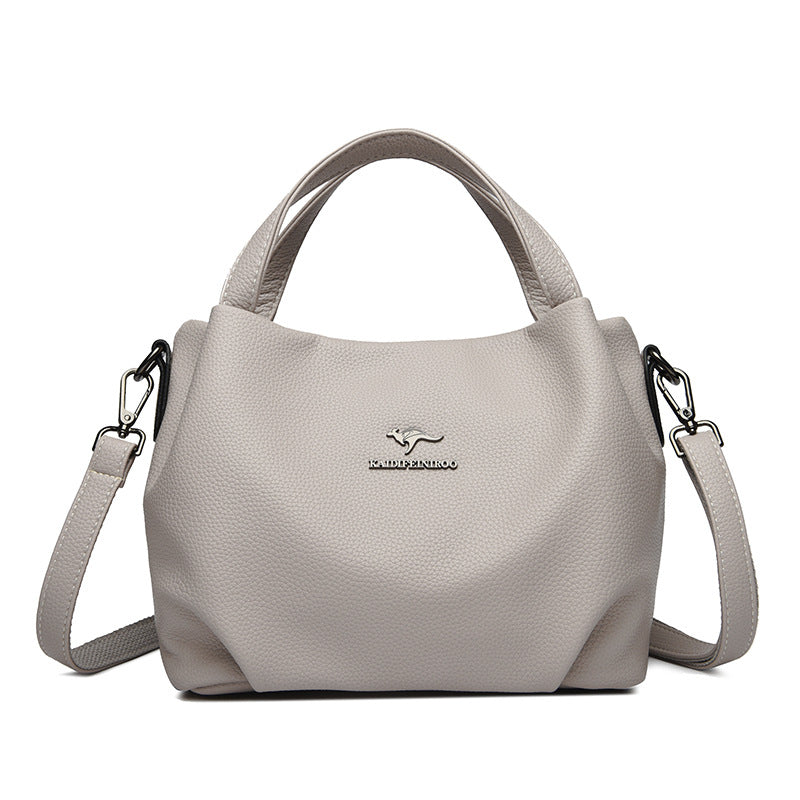 Women's High-Capacity Lychee Texture Tote Bag – Composite Cowhide Shoulder Bag