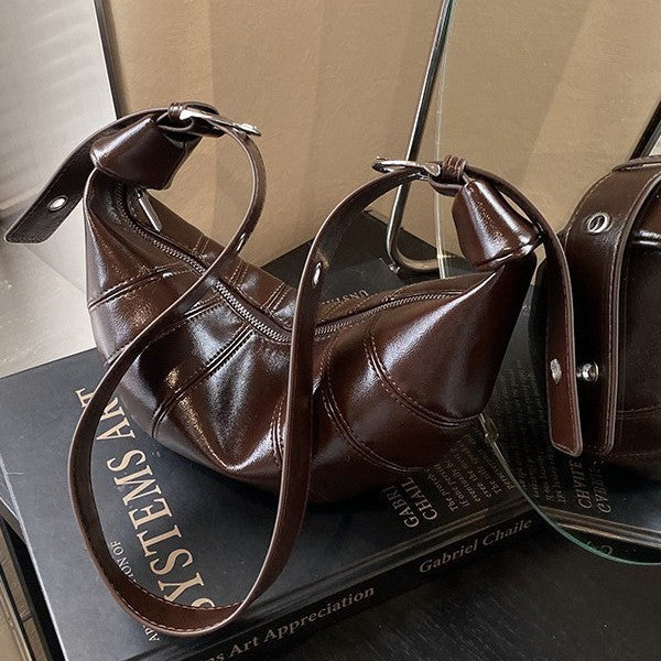 Dumpling Crossbody Bag - Retro PU Leather Shoulder Bag for Women | Sarah Express