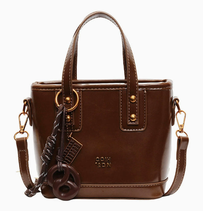 Women's Crossbody Bucket Bag - PU Leather Urban Minimalist Shoulder Bag with Adjustable Strap