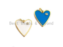 Load image into Gallery viewer, Enamel heart Pendant with CZ, Z412