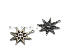 Load image into Gallery viewer, Black CZ Pave On Black Micro Pave Star Pendant/Charm,Cubic Zirconia Paved Charm, Necklace Bracelet Charm Pendant,19x21mm,1pc, sku#B99