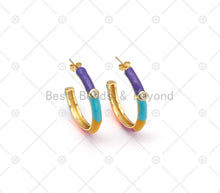 Load image into Gallery viewer, Colorful Enamel Round Ring Earrings, Sku#J325