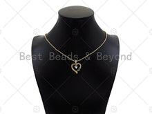 Load image into Gallery viewer, Gold Filled CZ Micro Pave Mom On Heart Frame Shape Pendant, 18K Gold Filled Heart Charm, Mother's Day, Necklace Charm,19x22mm,Sku#LD119