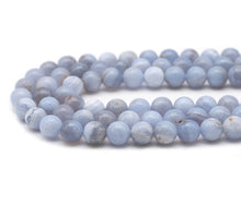 Load image into Gallery viewer, Genuine Blue Lace Agate Round Smooth Beads, Sku#U1346