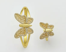 Load image into Gallery viewer, CZ Butterfly Adjustable Bracelet and Rings, Sku#X321
