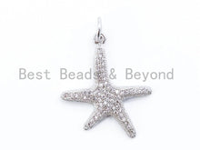 Load image into Gallery viewer, CZ Micro Pave Starfish Pendant/Charm, Cubic Zirconia Charm, Sku#F122c
