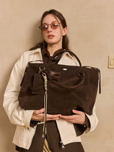 Load image into Gallery viewer, Premium Suede Travel Tote Bag - Diagonal Shoulder Handbag Brown